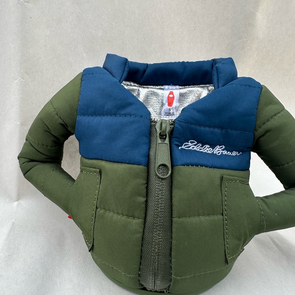 Eddie Bauer Olive & Navy Quilted Puffer Jacket Plush Accent
